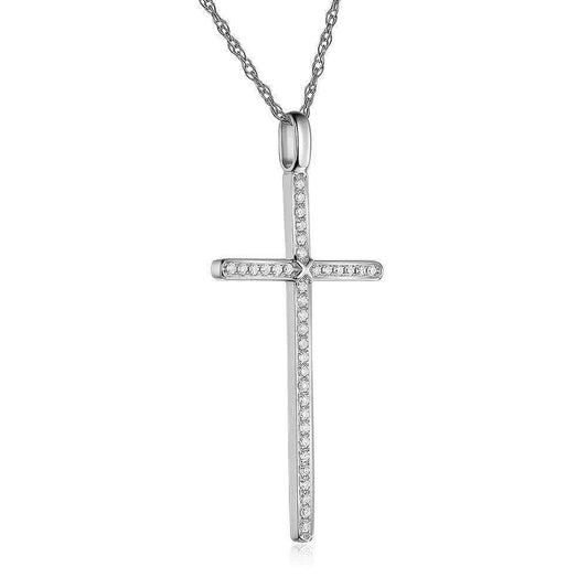 0.3 Ct Diamonds 14K Gold Cross Pendant Necklace - Black Diamonds New York