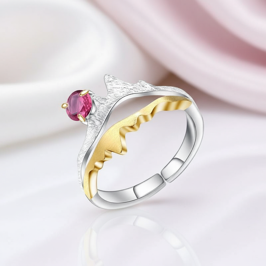 0.36 ct Rhodolite Garnet Adjustable Ring-Black Diamonds New York
