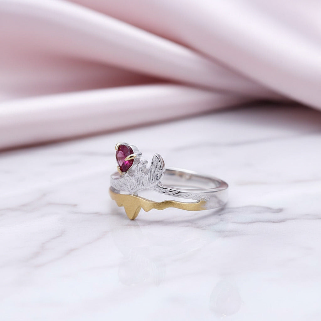 0.36 ct Rhodolite Garnet Adjustable Ring-Black Diamonds New York