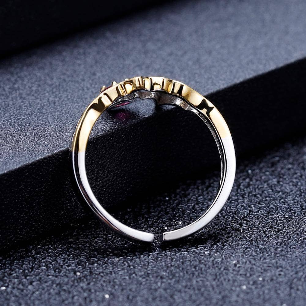0.36 ct Natural Rhodolite Garnet Adjustable Ring-Black Diamonds New York