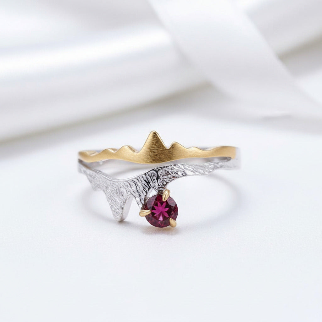 0.36 ct Rhodolite Garnet Adjustable Ring-Black Diamonds New York