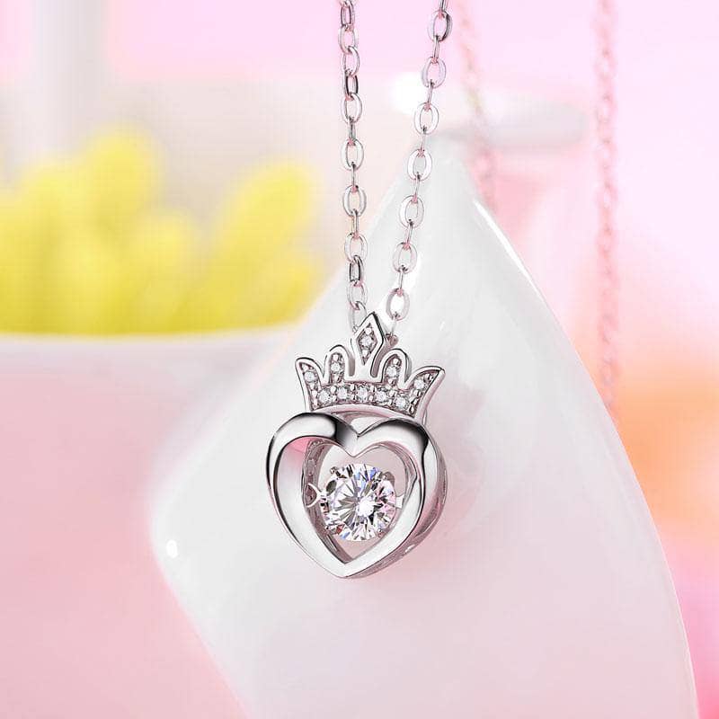 0.4ct Heart Crown Dancing Diamond Necklace-Black Diamonds New York