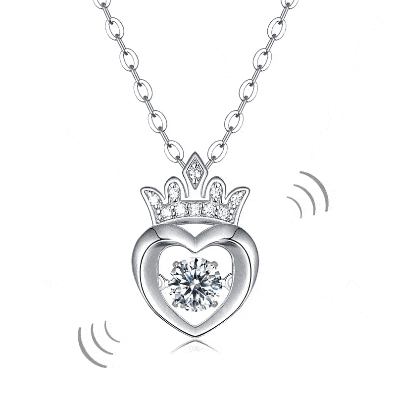 0.4ct Heart Crown Dancing Moissanite Diamond Necklace - Black Diamonds New York