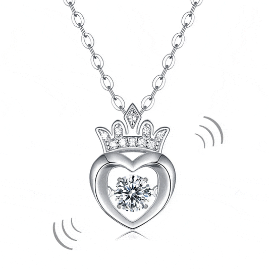 0.4ct Heart Crown Dancing Moissanite Diamond Necklace - Black Diamonds New York