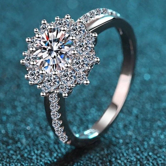 0.5-1CT Diamond Flower Engagement Ring-Black Diamonds New York