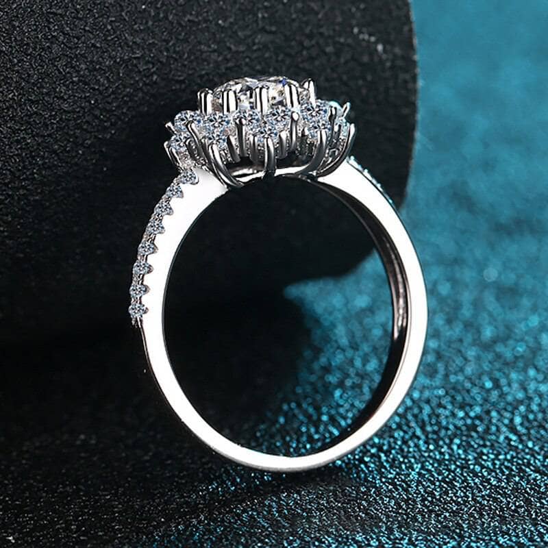 0.5-1CT Diamond Flower Engagement Ring-Black Diamonds New York