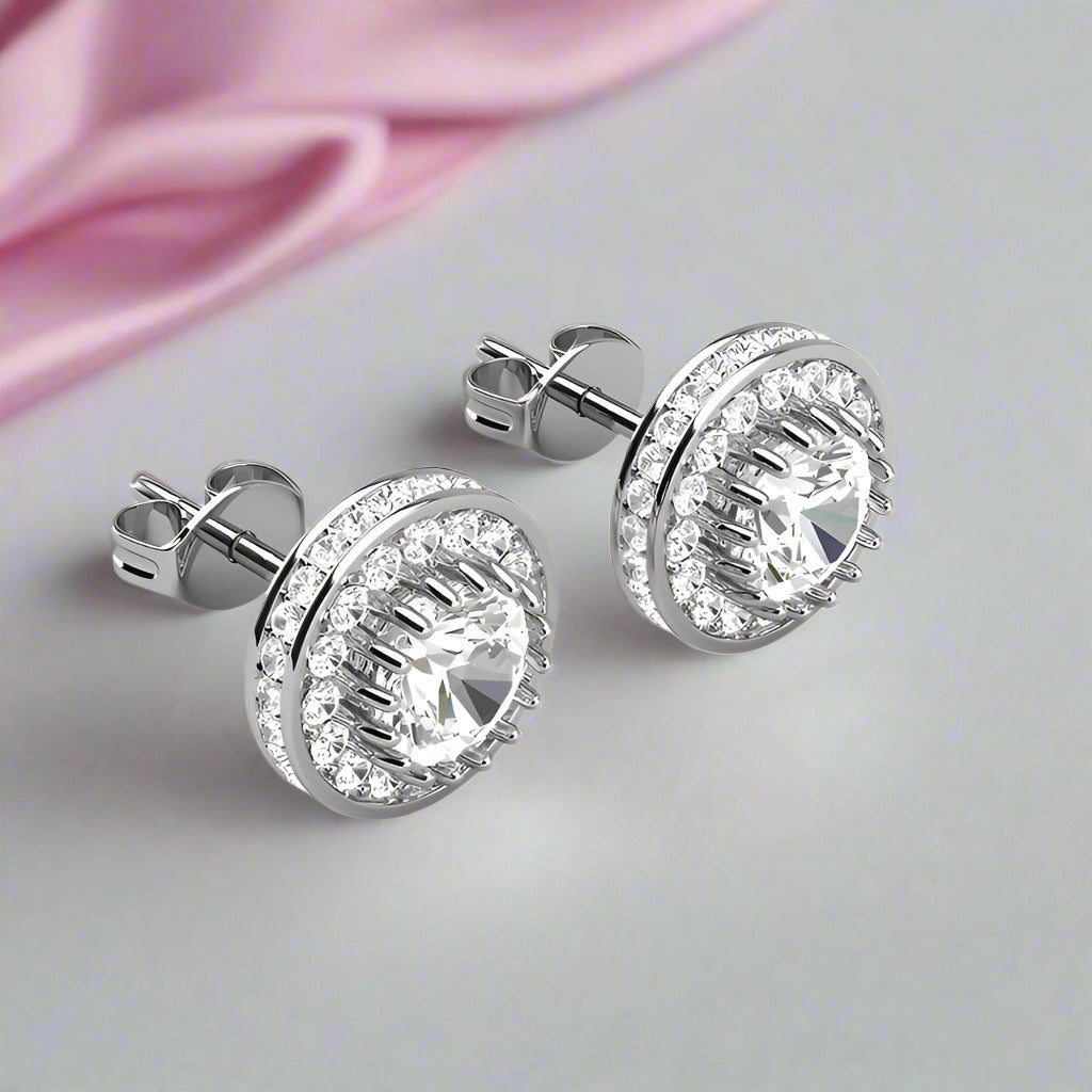 0.5 Ct Round Cut Diamond Halo Stud Earrings-Black Diamonds New York