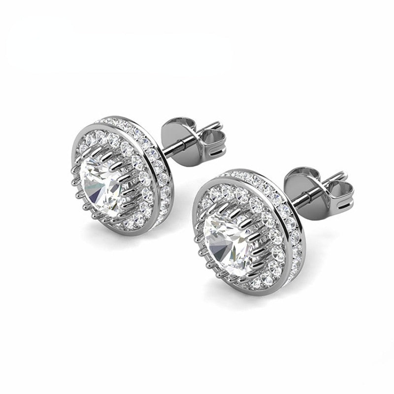 0.5 ct Round Cut Moissanite Halo Stud Earrings-Black Diamonds New York