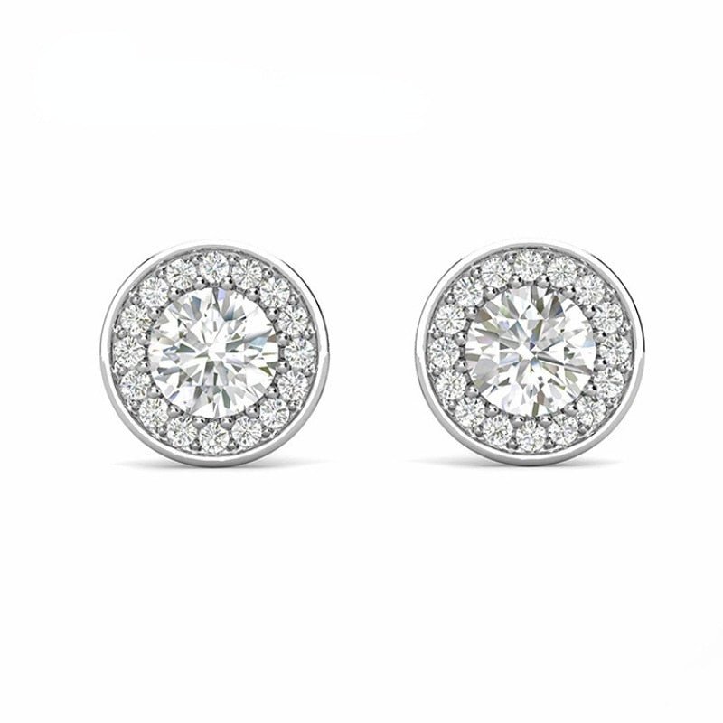 0.5 ct Round Cut Moissanite Halo Stud Earrings-Black Diamonds New York