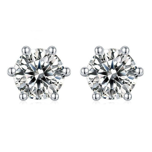 0.5/1.0ct Round Moissanite Stud Earrings-Black Diamonds New York