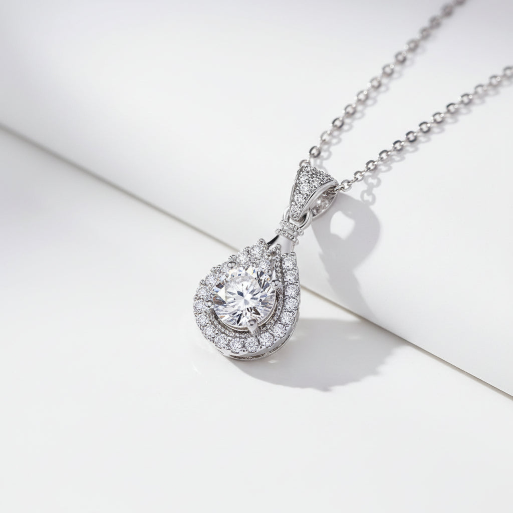 0.5/1ct Diamond Option Water Drop Pendant Necklace-Black Diamonds New York