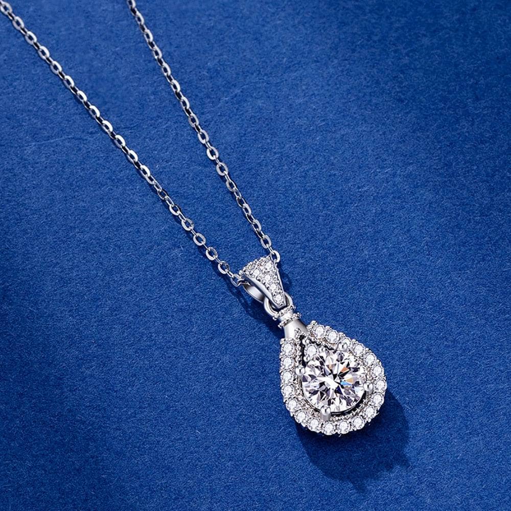 0.5/1ct Moissanite Water Drop Pendant Necklace-Black Diamonds New York