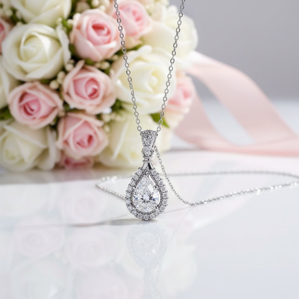 0.5/1ct Diamond Option Water Drop Pendant Necklace-Black Diamonds New York