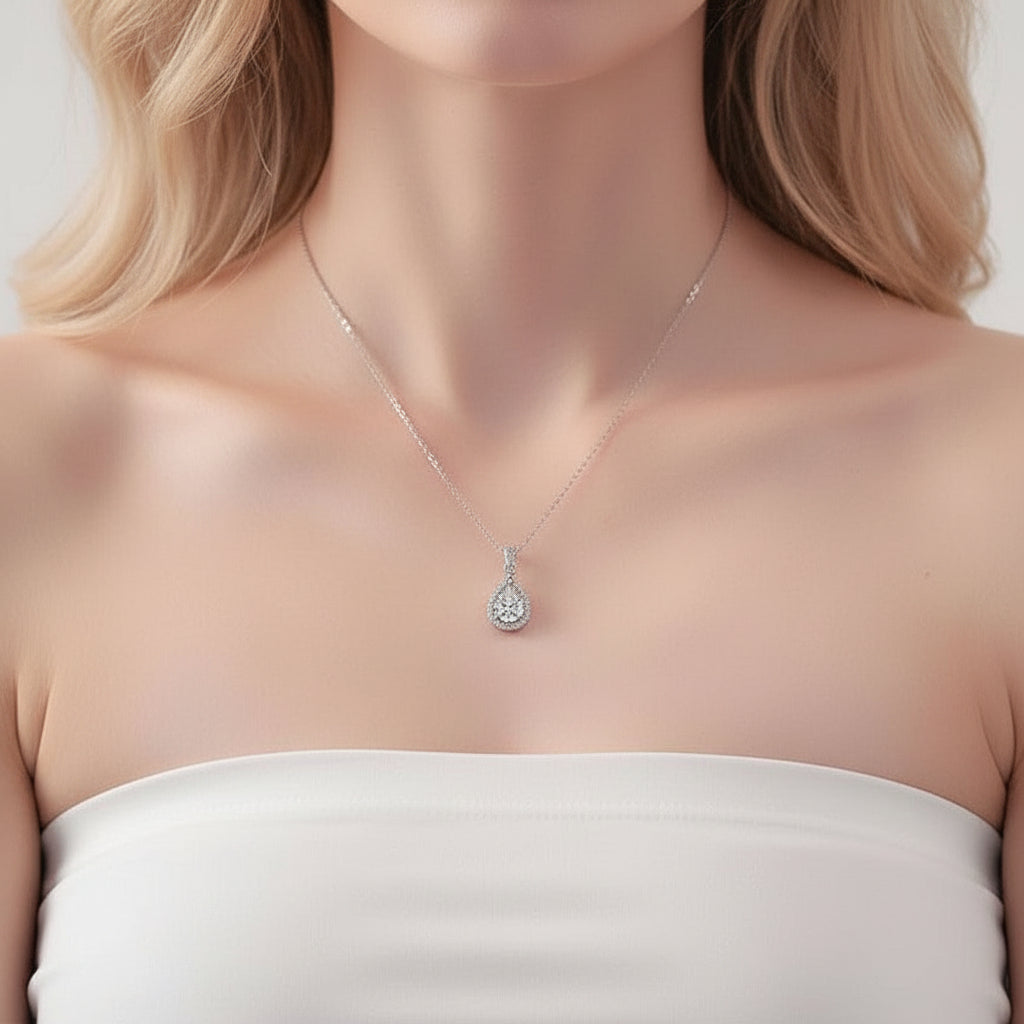 0.5/1ct Diamond Option Water Drop Pendant Necklace-Black Diamonds New York
