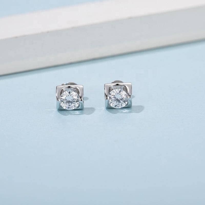 0.5ct 5.0mm Round Moissanite Diamond Earrings-Black Diamonds New York