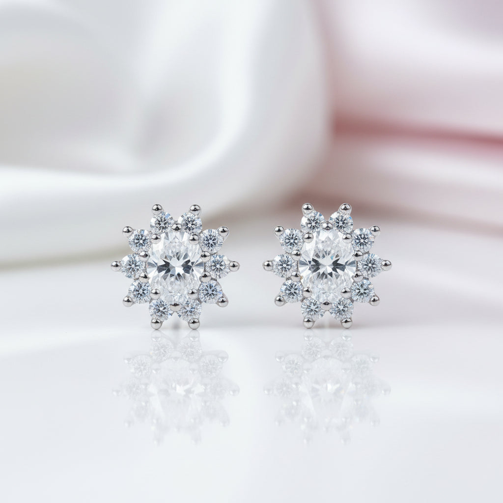 0.5 Ct Blue-Green Diamond Option Sunflower Stud Earrings-Black Diamonds New York