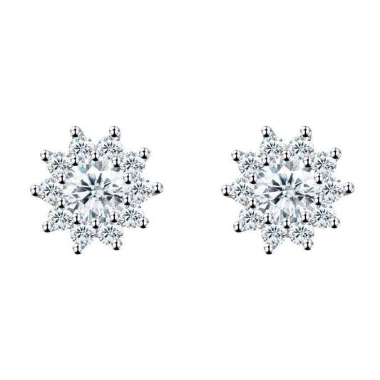 0.5CT 5MM Blue-Green Diamond Sunflower Stud Earrings-Black Diamonds New York