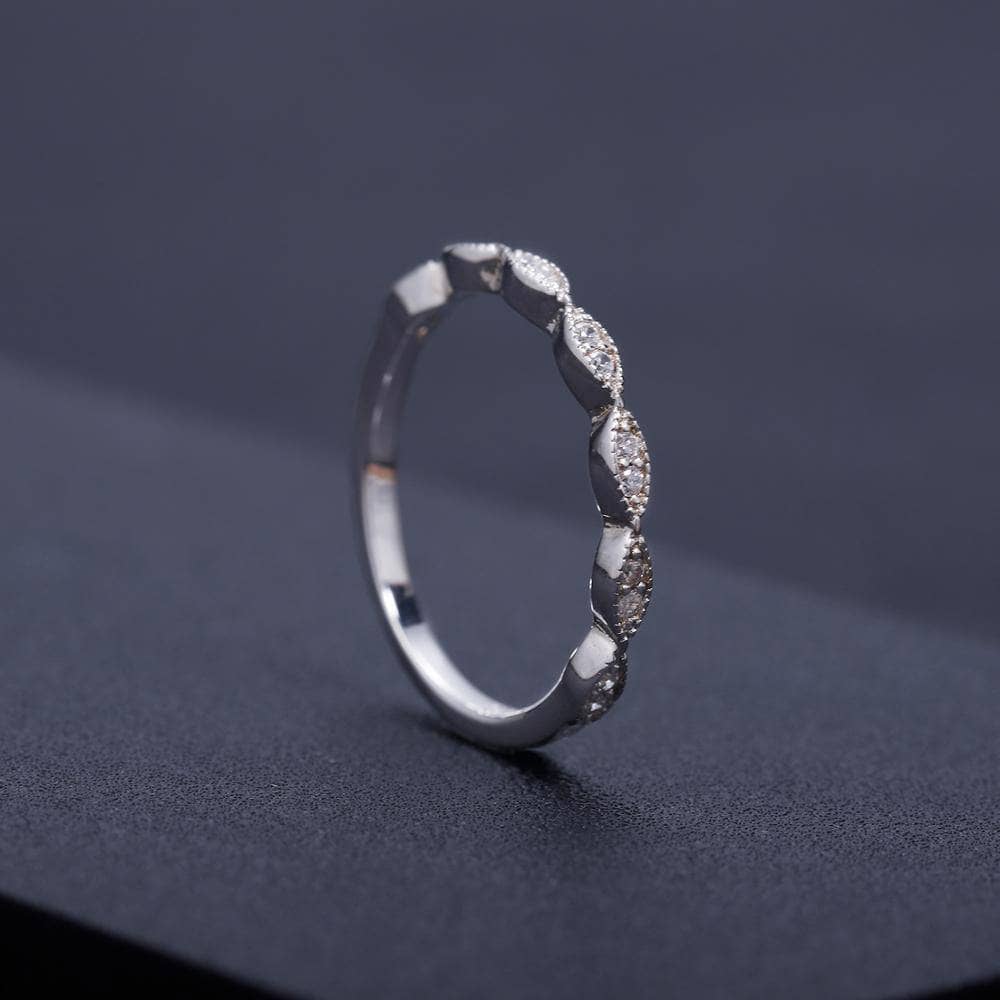 0.5Ct 5mm Moissanite 925 Sterling Silver Halo Ring Set - Black Diamonds New York