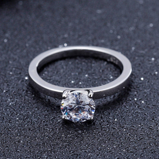 0.5Ct 5mm EF Color Moissanite Lab Diamond Solitaire Engagement Ring - Black Diamonds New York