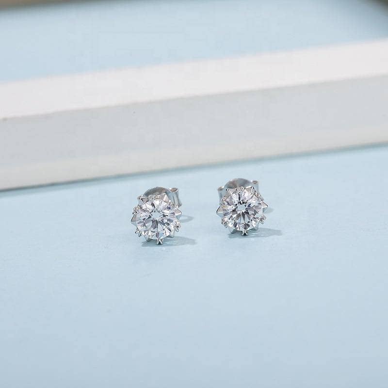 0.5ct 5mm Snowflake Diamond Moissanite Stud Earrings - Black Diamonds New York