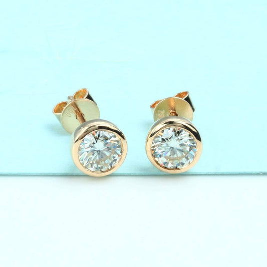 0.5ct Each 5MM D Color Diamond Bezel Stud Earrings-Black Diamonds New York