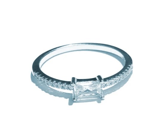 0.5ct Emerald Cut Moissanite Diamond Simple Thin Circle Ring - Black Diamonds New York