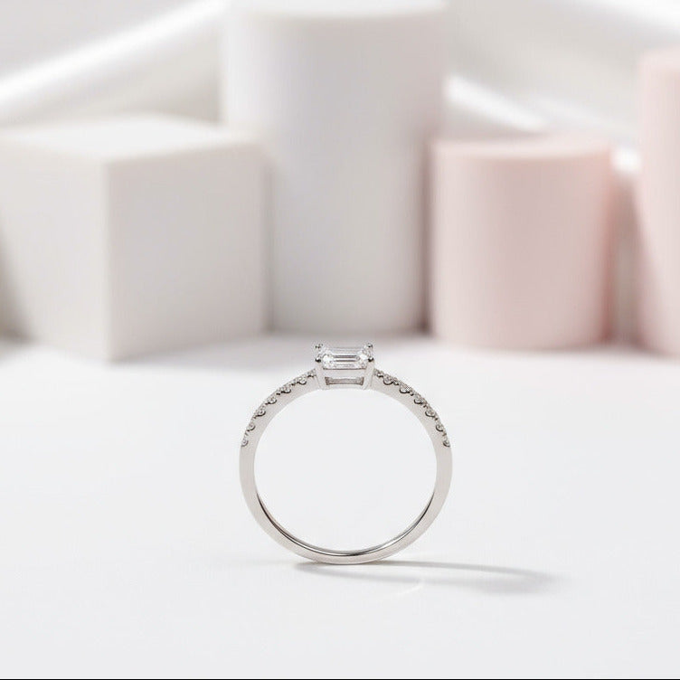 0.5ct Emerald Cut Diamond Simple Thin Circle Ring-Black Diamonds New York