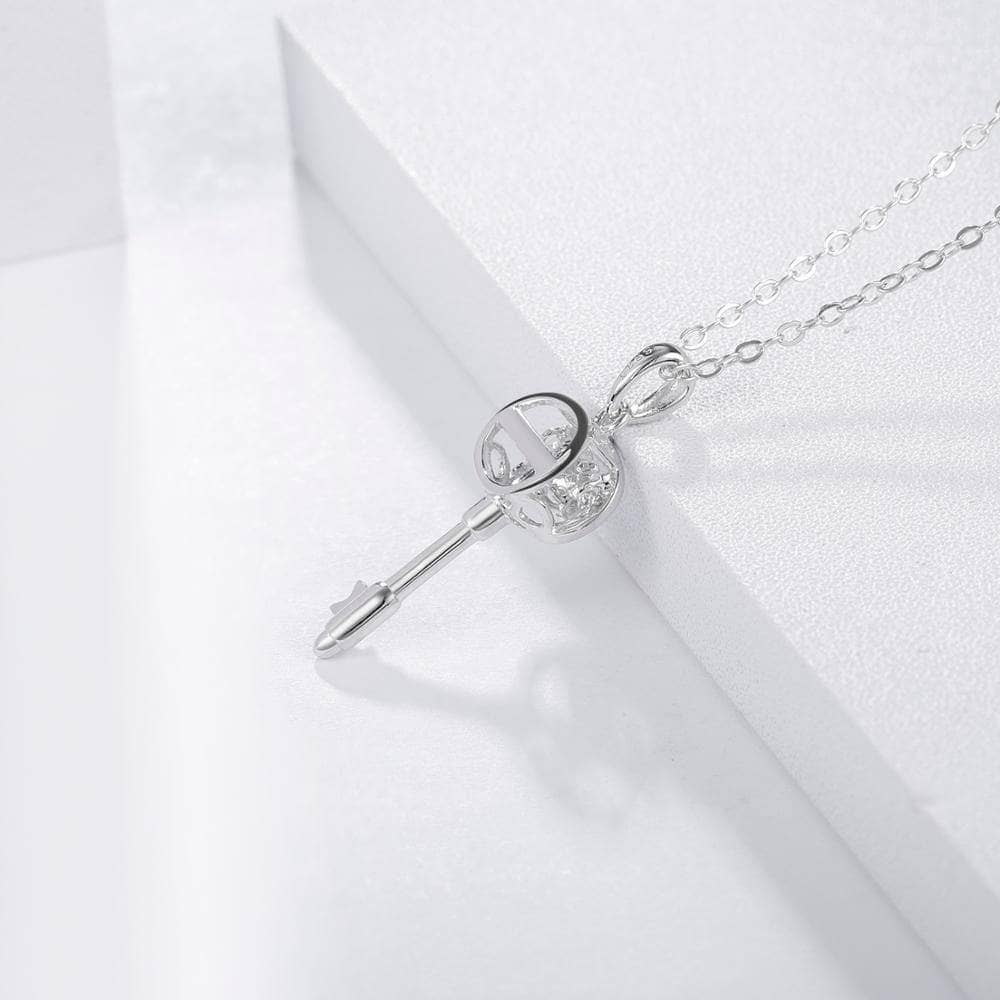 0.5Ct Key Pendant Necklace with Twinkle D Color Moissanite Diamond Stone-Black Diamonds New York