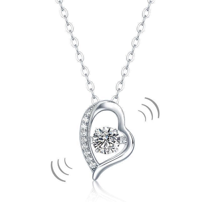 0.5ct Moissanite Dancing Stone Heart Necklace - Black Diamonds New York
