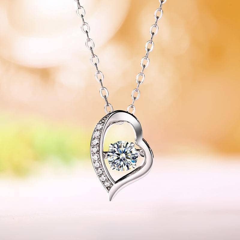 0.5ct Moissanite Dancing Stone Heart Necklace - Black Diamonds New York