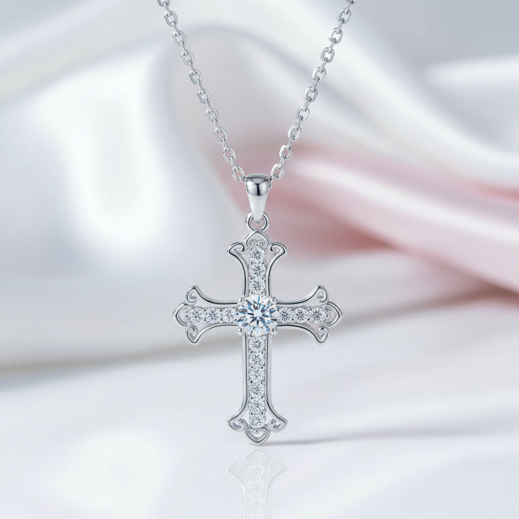 0.5ct Round Cut Diamond Option Cross Necklace-Black Diamonds New York
