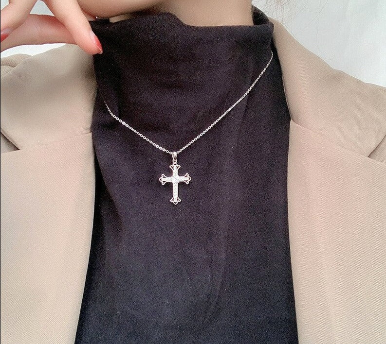 0.5ct Round Cut Diamond Cross Necklace-Black Diamonds New York