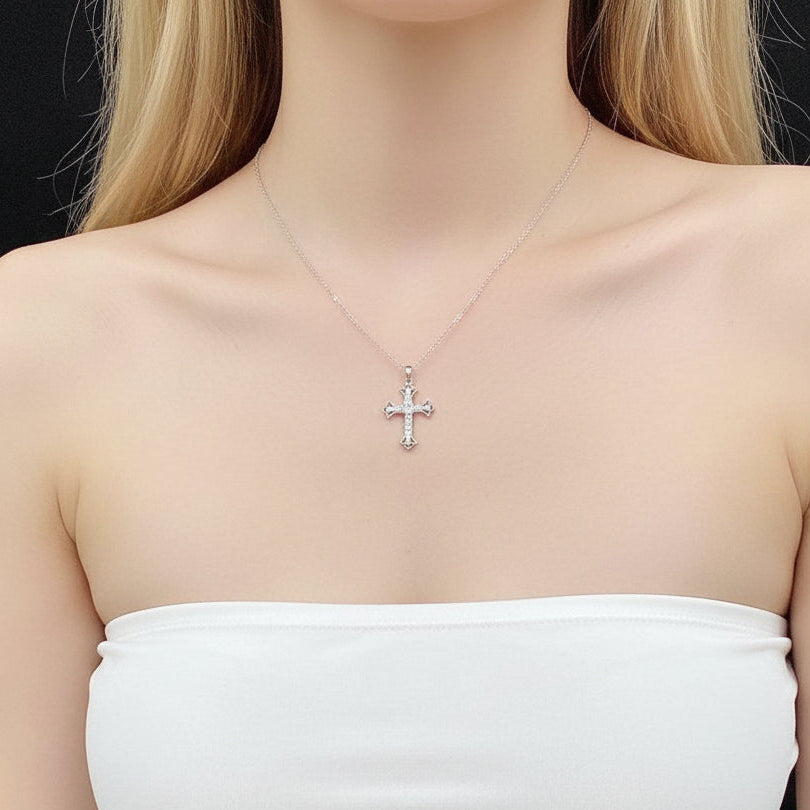 0.5ct Round Cut Diamond Option Cross Necklace-Black Diamonds New York
