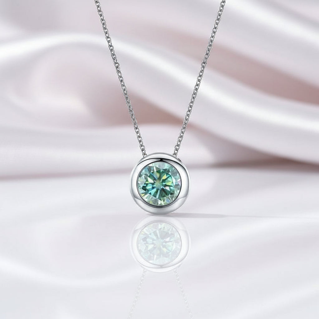 0.5 Ct Round Cut Green Diamond Option Solitaire Necklace-Black Diamonds New York