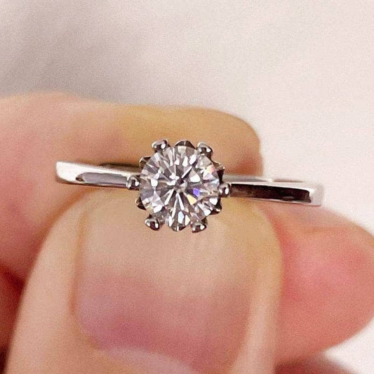 0.5ct Round Cut Moissanite Diamond Engagement Ring-Black Diamonds New York