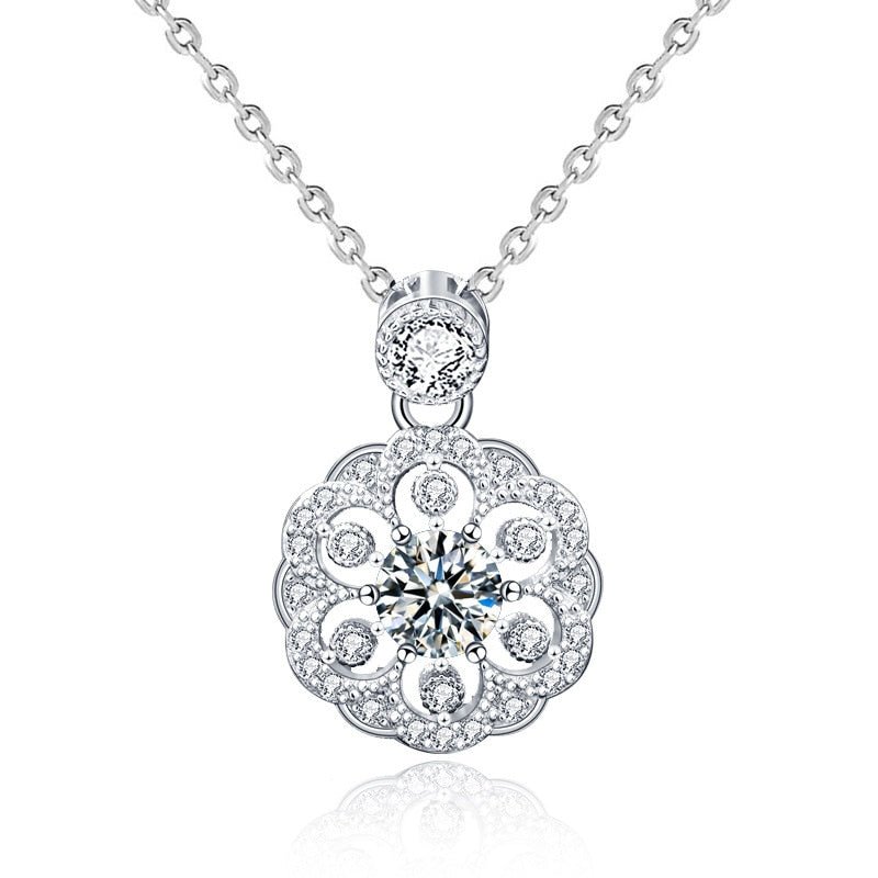 0.5ct Round Cut Diamond Flower Pendant Necklace-Black Diamonds New York