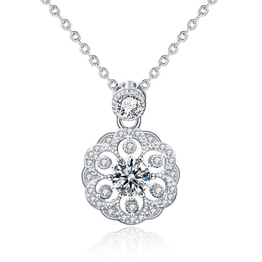 0.5ct Round Cut Diamond Flower Pendant Necklace-Black Diamonds New York