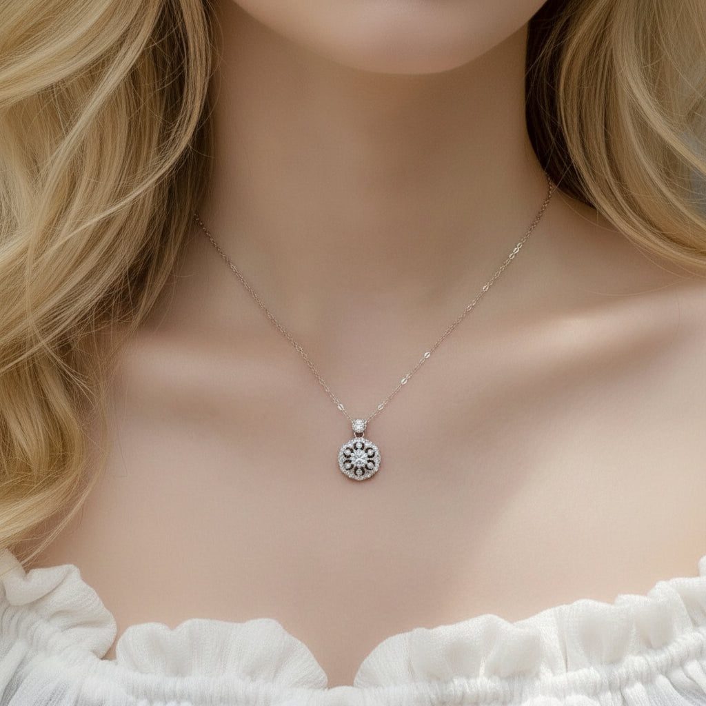 0.5ct Round Cut Diamond Option Flower Pendant Necklace-Black Diamonds New York