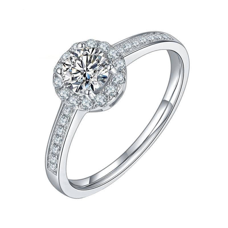 0.5Ct VVS1 Moissanite Diamond Halo Engagement Ring-Black Diamonds New York