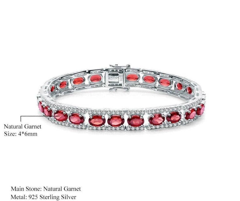 0.6Ct Natural Garnet Gemstone Vintage Bracelet-Black Diamonds New York