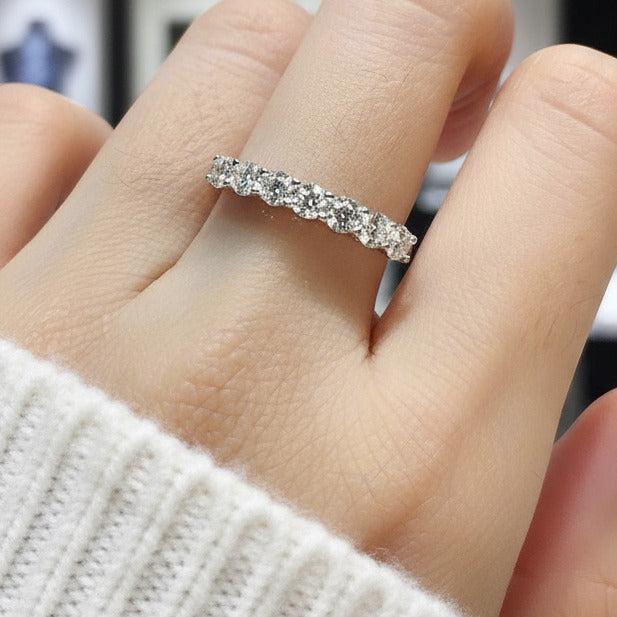 0.7 Ct Round Cut 7 Pieces Diamond Option Wedding Band-Black Diamonds New York