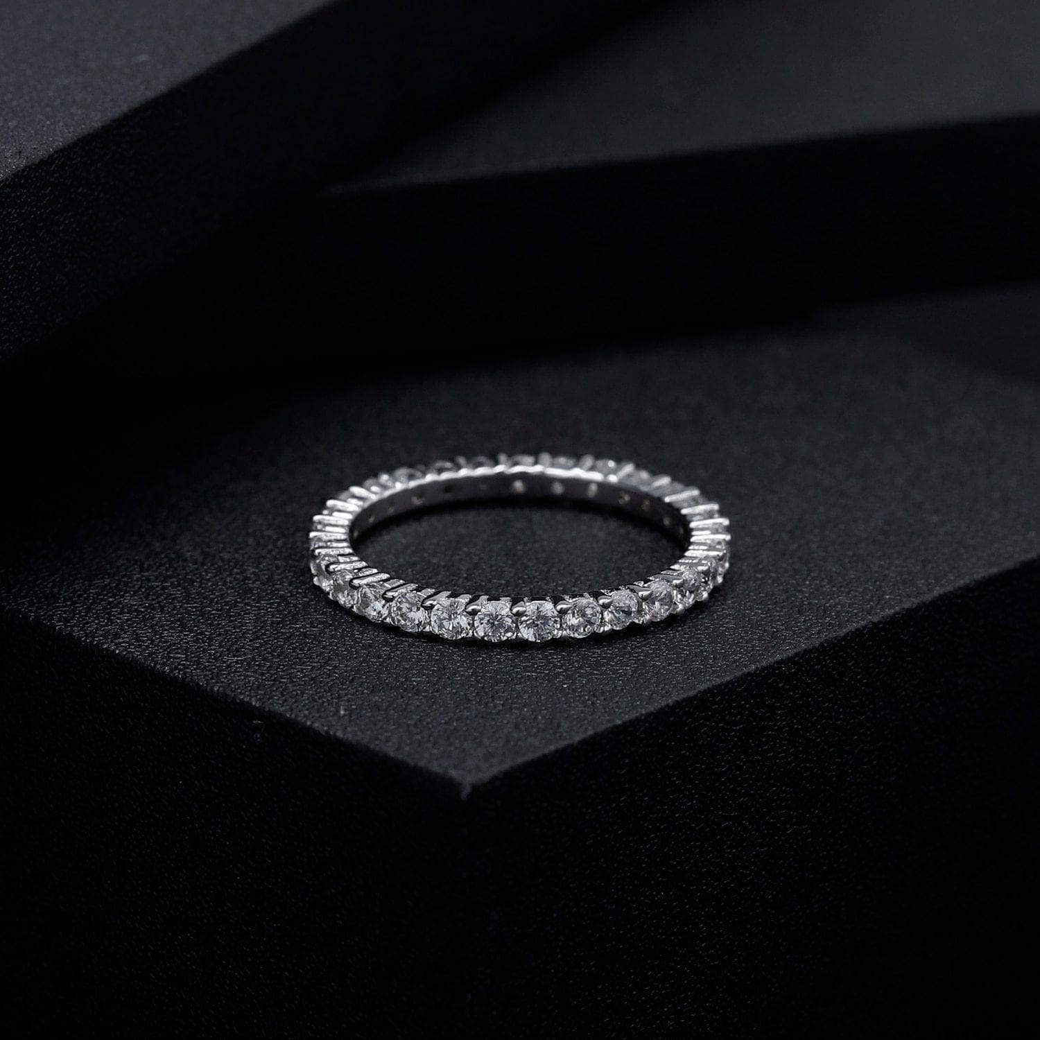 0.87Ct 2mm EF color Moissanite Ring Band - Black Diamonds New York