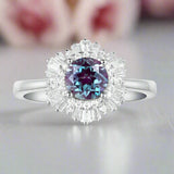 0.8CT Lab Alexandrite Gemstone Engagement Ring