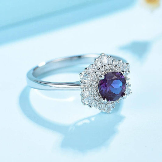 0.8CT Natural Alexandrite Gemstone Engagement Ring - Black Diamonds New York
