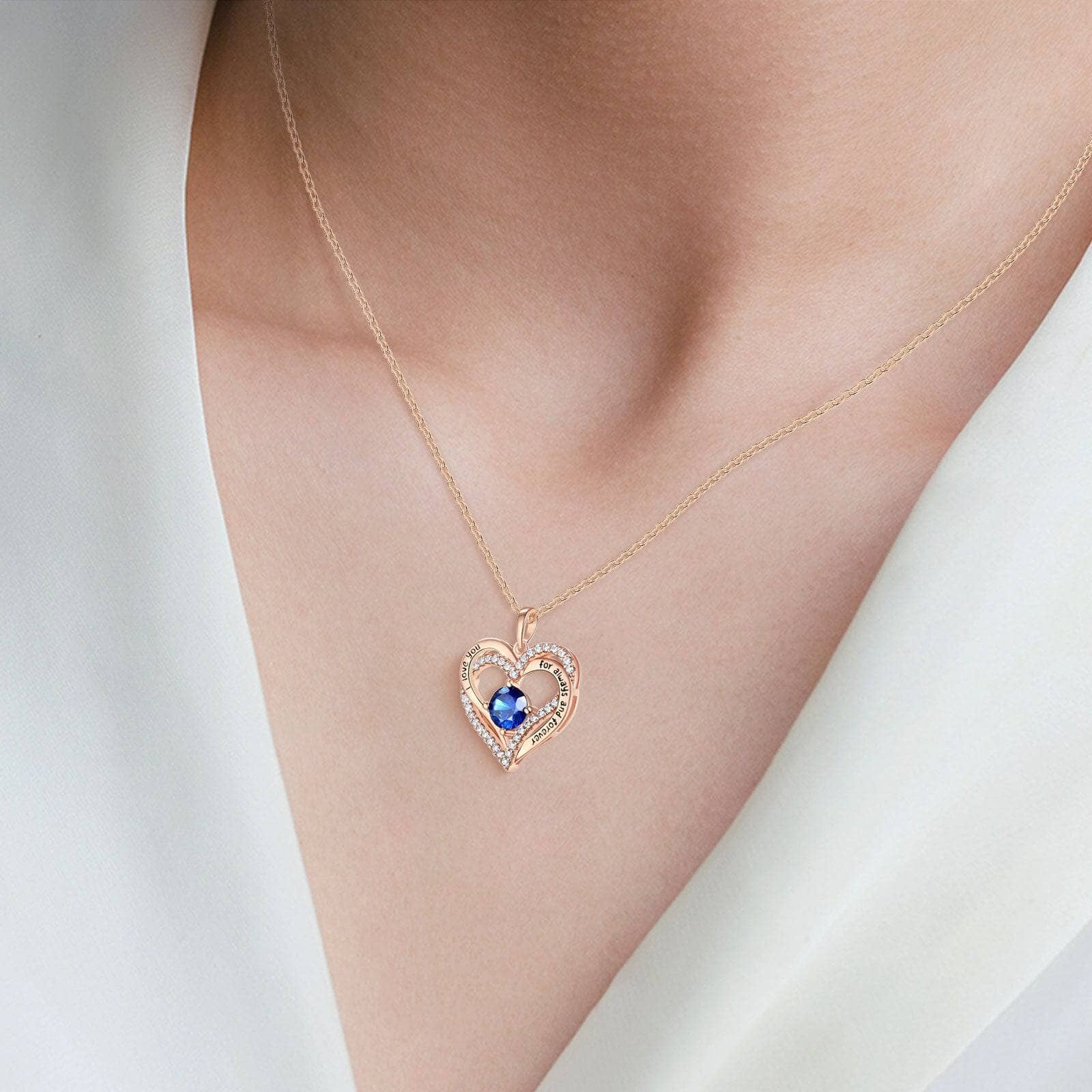 0.8Ct Sapphire Double Hearts Romantic Pendant Necklace CAN NOT BE FOUND-Black Diamonds New York