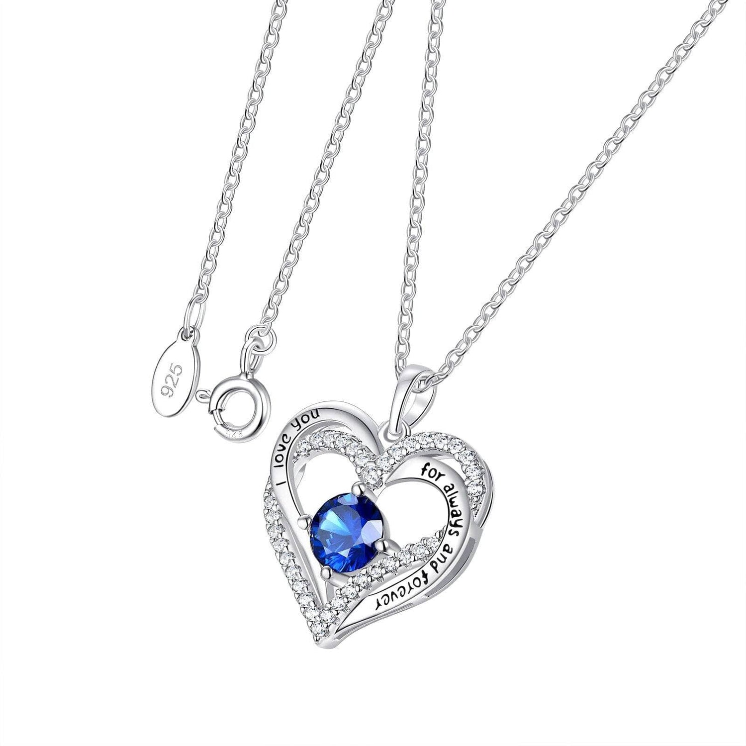 0.8Ct Sapphire Double Hearts Romantic Pendant Necklace-Black Diamonds New York
