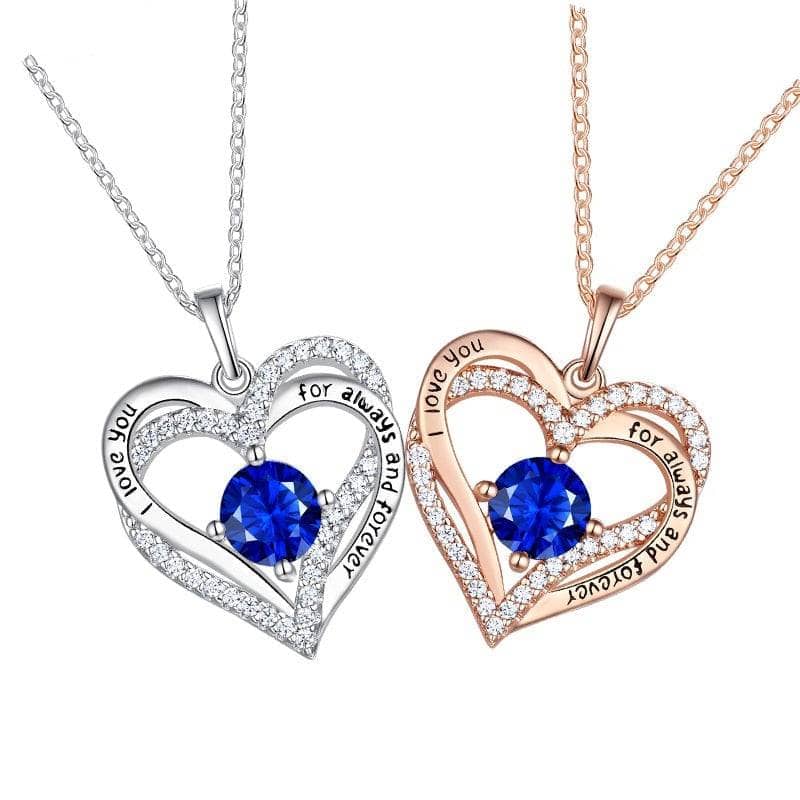 0.8Ct Sapphire Double Hearts Romantic Pendant Necklace CAN NOT BE FOUND-Black Diamonds New York