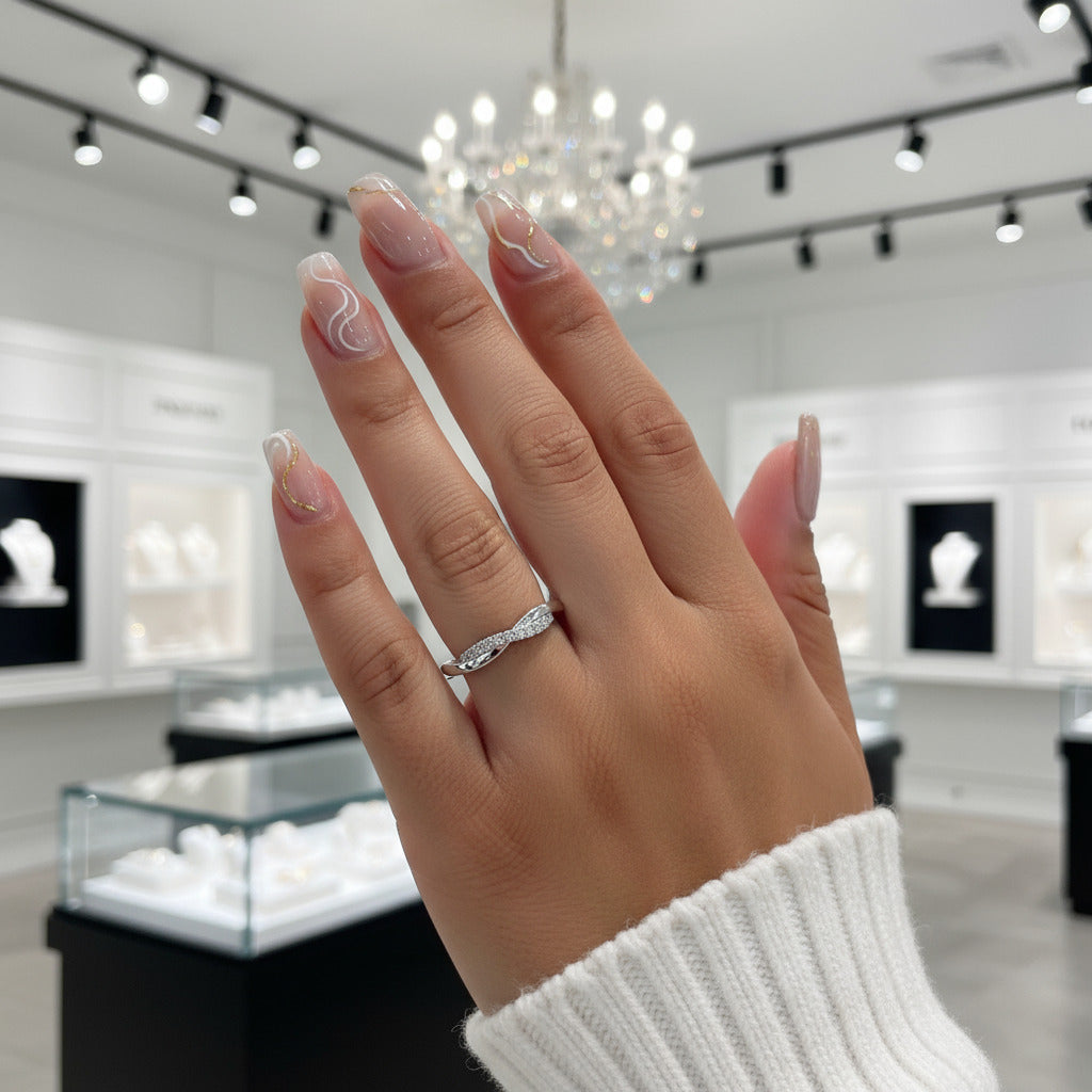 0.8ct Twist Infinity Wedding Band-Black Diamonds New York