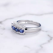0.92Ct Exquisite Blue Sapphire Simulant Ring Band-Black Diamonds New York