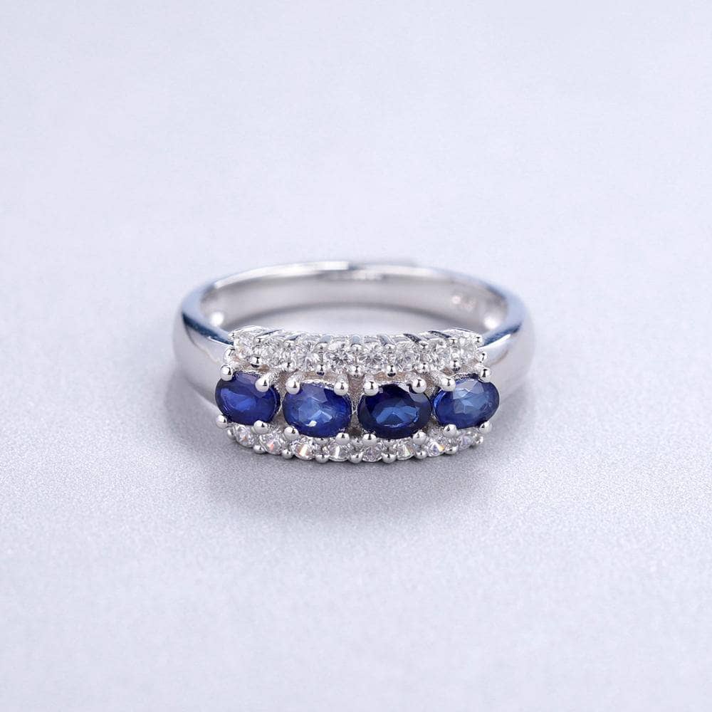 0.92Ct Natural Blue Sapphire Ring Band-Black Diamonds New York